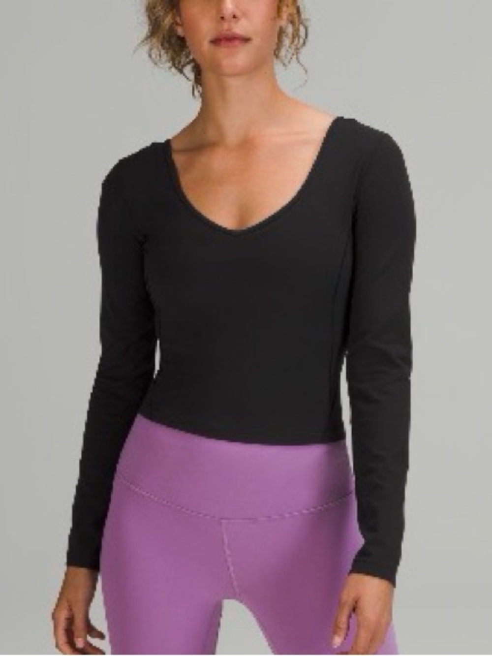 Lululemon Align Long Sleeve Shirt Black Size 8 Nulu Scoop Neck Fitted Top